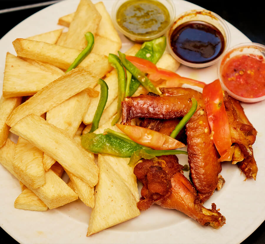 Fried Yam with Fish/Meat